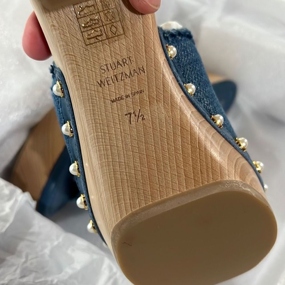 Stuart Weitzman Pearl Washed Denim Clog Sandals N… - image 8